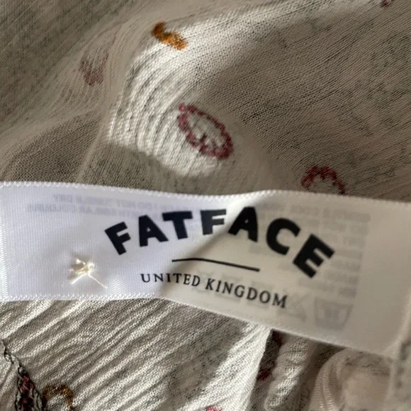 Fat Face Blouse Top UK 10 Ivory Natural Multi Floral Print Button Back Boho - Picture 10 of 12